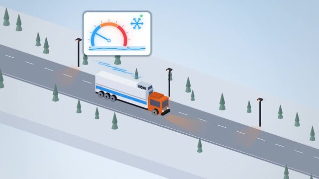 Isometric refrigerated truck with temperature gauge seamless loop