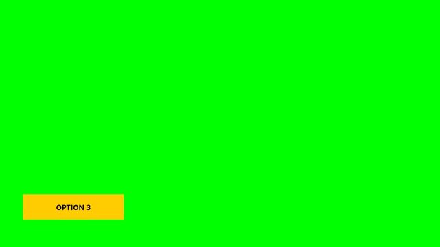 Five Colorful Rectangular Option Buttons Arranging on a Green Screen Background, Representing a Digital Web Form or User Interface Layout for Selection and Interactive Navigation Design