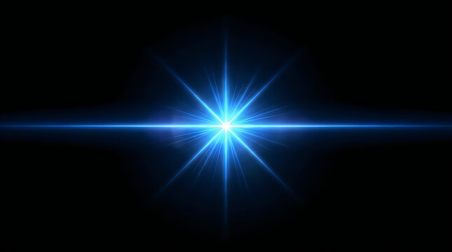 Bright blue light flare on dark background