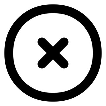 A cross inside a circle marks cancellation, removal, or an error state, suitable for dismiss buttons and validation feedback in web applications.