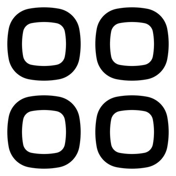 Four rounded squares arranged in a two by two grid represent a compact layout, dashboard overview, or application switcher on websites.