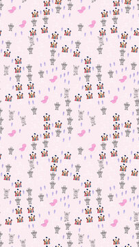 Seamless pattern with babies, graduates, and figures