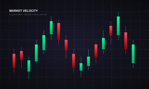 Financial candlestick chart vector with market velocity typography for stock trading dashboard