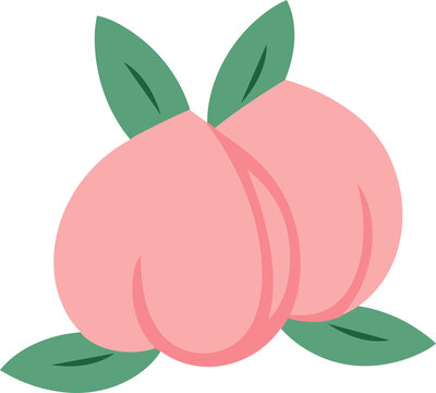Pink longevity peaches with green leaves Chinese new year vector illustration