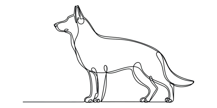 German shepherd dog continuous single line drawing illustration illustration