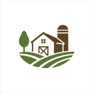 Farm Logo Green Backyard Vector Illustration