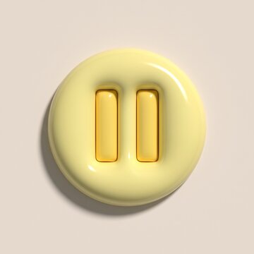 3d yellow pause button 