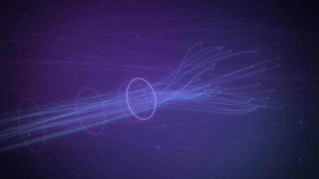 Violet optical fiber bundle fanning out with pulses seamless loop