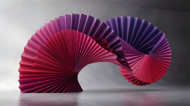 Magenta to Violet Pleated Panels Abstract Sculpture