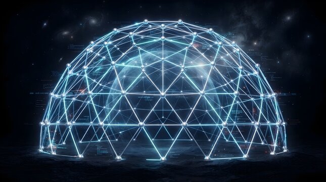 Digital Network Dome Protecting Planet Earth in Space