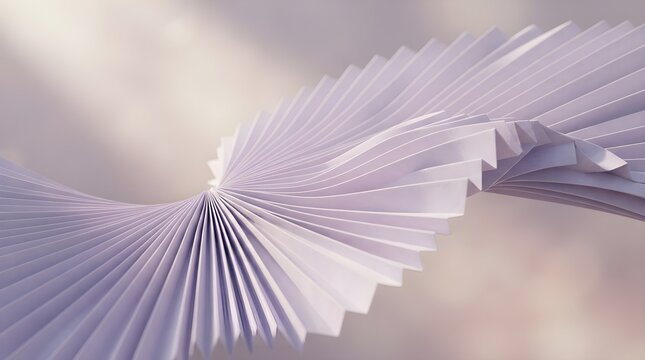 Gentle Lavender Pleated Fan Sculpture with Soft Light