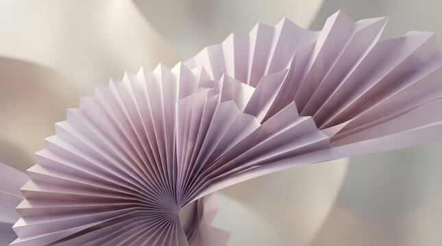 Pale Lavender Pleated Paper Fan Abstract Elegant Curved Form