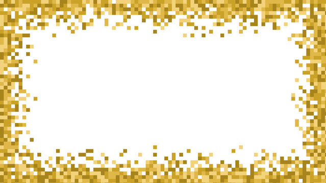 Gold pixel frame border with empty center