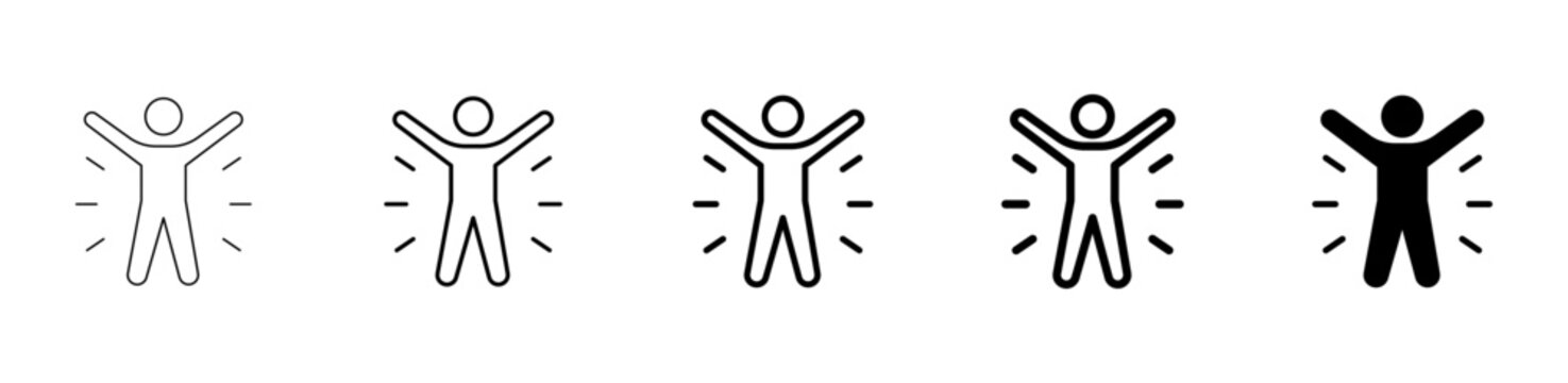 person energy success vector icon set motivation, human, power, active, vitality, strength, freedom, joy, excitement