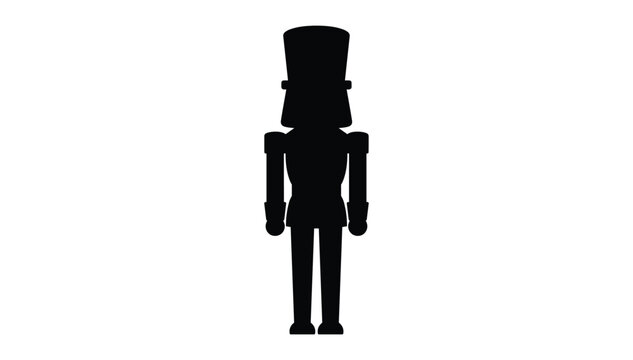 Solid black silhouette vector illustration featuring a classic traditional Christmas nutcracker soldier holiday decoration element