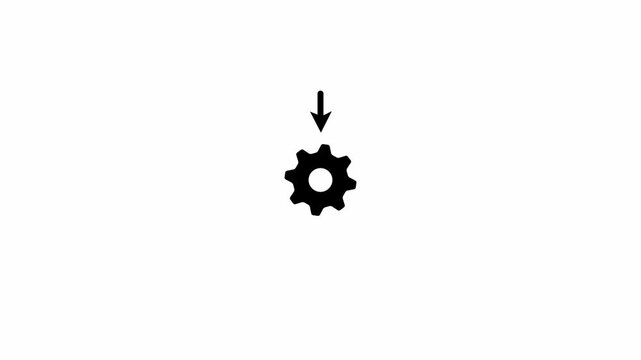 System integration outline animation. Arrow in cogwheel animated icon. Cogwheel with rising arrow. Technology development. Continuous process. Flat line motion graphic loop on transparent white