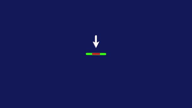 File downloading icon with progress bar and download symbol. Arrow down symbol for upload and download motion graphic shape vector animation