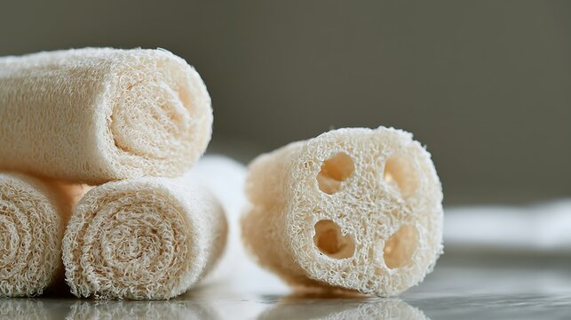Natural organic luffa sponges for spa and body care.