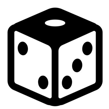 Minimalist game die vector icon isolated on plain background representing chance and luck.