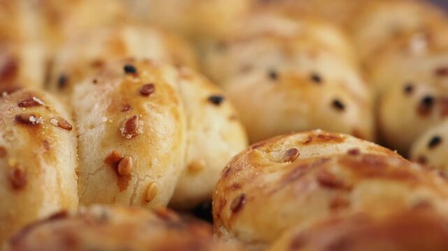 Baking traditional bread in a warm kitchen with golden crust
