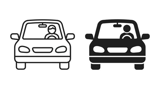 Car icon outline and solid style vector illustration