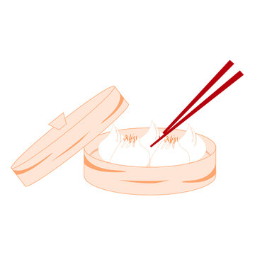 vector illustration of a plate with siomay