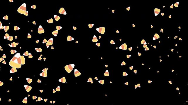 Candy Corn Flying Halloween Candy Animation Loop with Alpha Transparency