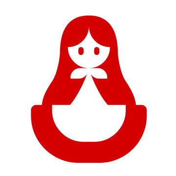 Minimalist matryoshka nesting doll vector icon isolated on plain background representing traditional Russian craft.