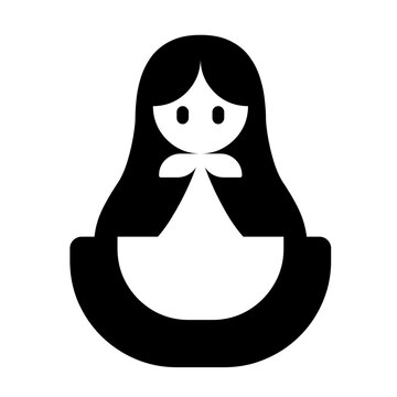 Minimalist matryoshka nesting doll vector icon isolated on plain background representing traditional Russian craft.