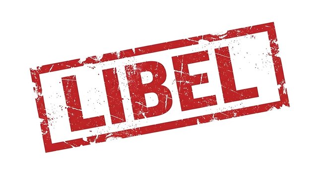 Libel red rubber grunge stamp design isolated on white background for legal concept