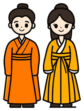Cute Bhutanese Couple Wearing Traditional Gho and Kira