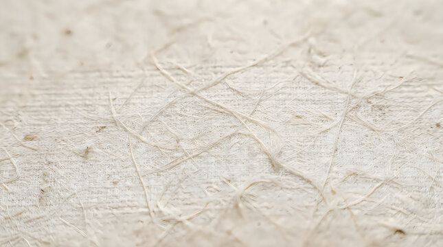 Closeup of textured handmade paper with natural fibers