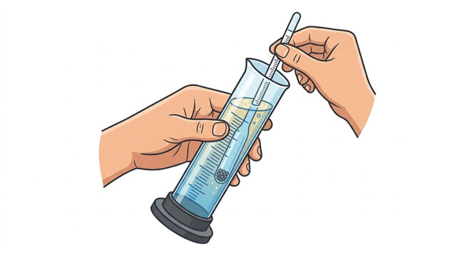 Measuring Liquid Density Using Hydrometer and Graduated Cylinder
