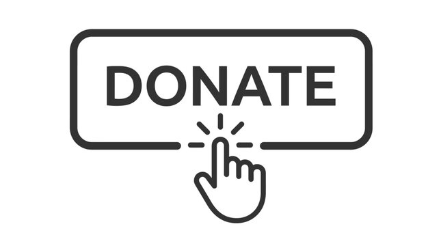 Donate button vector graphic illustration with hand cursor clicking the icon 