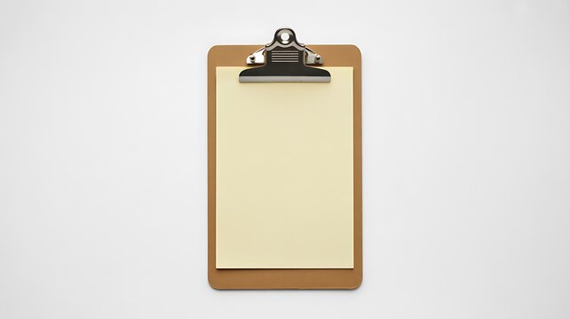 Blank clipboard with empty paper for business documents and office notes