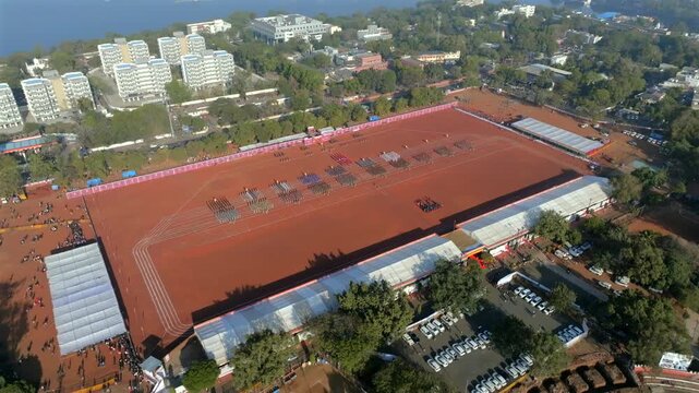 Aerial View of Independence Day Parade at Lal Parade Ground Bhopal Madhya Pradesh India