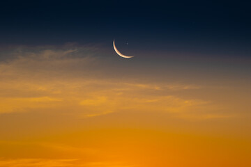 Background night sky of with crescent moon,and stars .Background Greeting card for the holy month of Ramadan of islam   © Media 