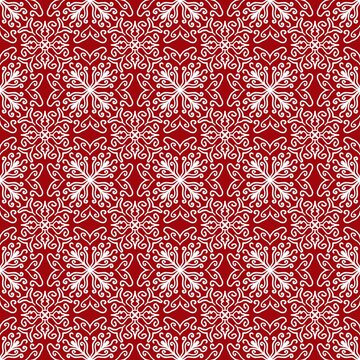seamless damask pattern, red background 