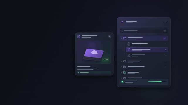 Cloud Storage User Interface Animation with File Management and Cloud Sync Popup