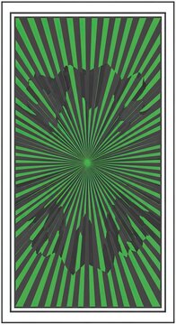 Abstract green sunburst rays pattern on a dark grey rectangular background