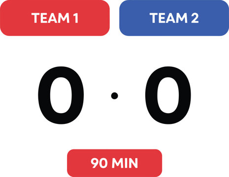 Scoreboard vector display showing team competition results at ninety