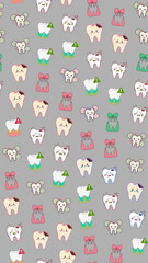 Obraz premium Cartoon teeth with various expressions and dental issues