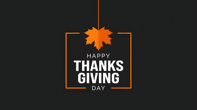 Happy thanksgiving day greeting card design with orange maple leaf