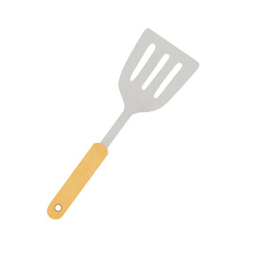Hand drawn kitchen spatula with wooden handle illustration isolated on transparent background