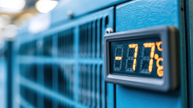 Digital temperature display showing minus eighty degrees celsius
