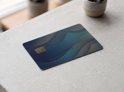 Blank dark blue modern credit card mockup