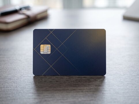 Blank dark blue modern credit card mockup