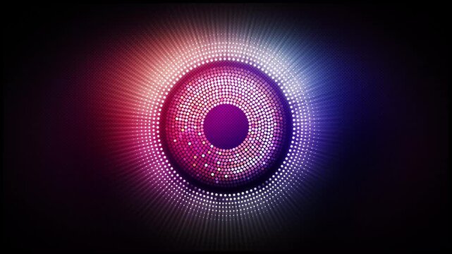 Abstract digital eye inspired graphic animation with a colorful illuminated dot pattern and modern aesthetic