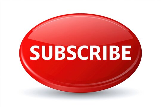 Red glossy oval button with subscribe text