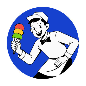 Ice Cream Vendor Mascot Vector Illustration